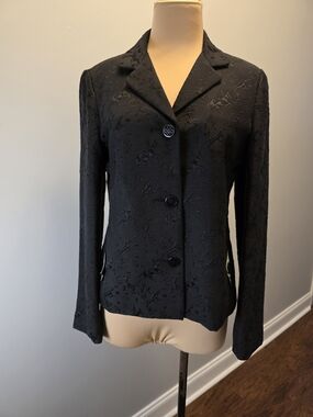 Tocca Black Textured Brocade Blazer